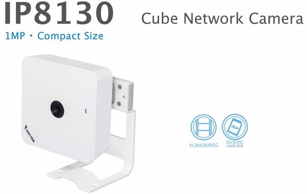 VIVOTEK IP8130, Cube Netzwerkkamera,1 Megapixel für Innenbereich